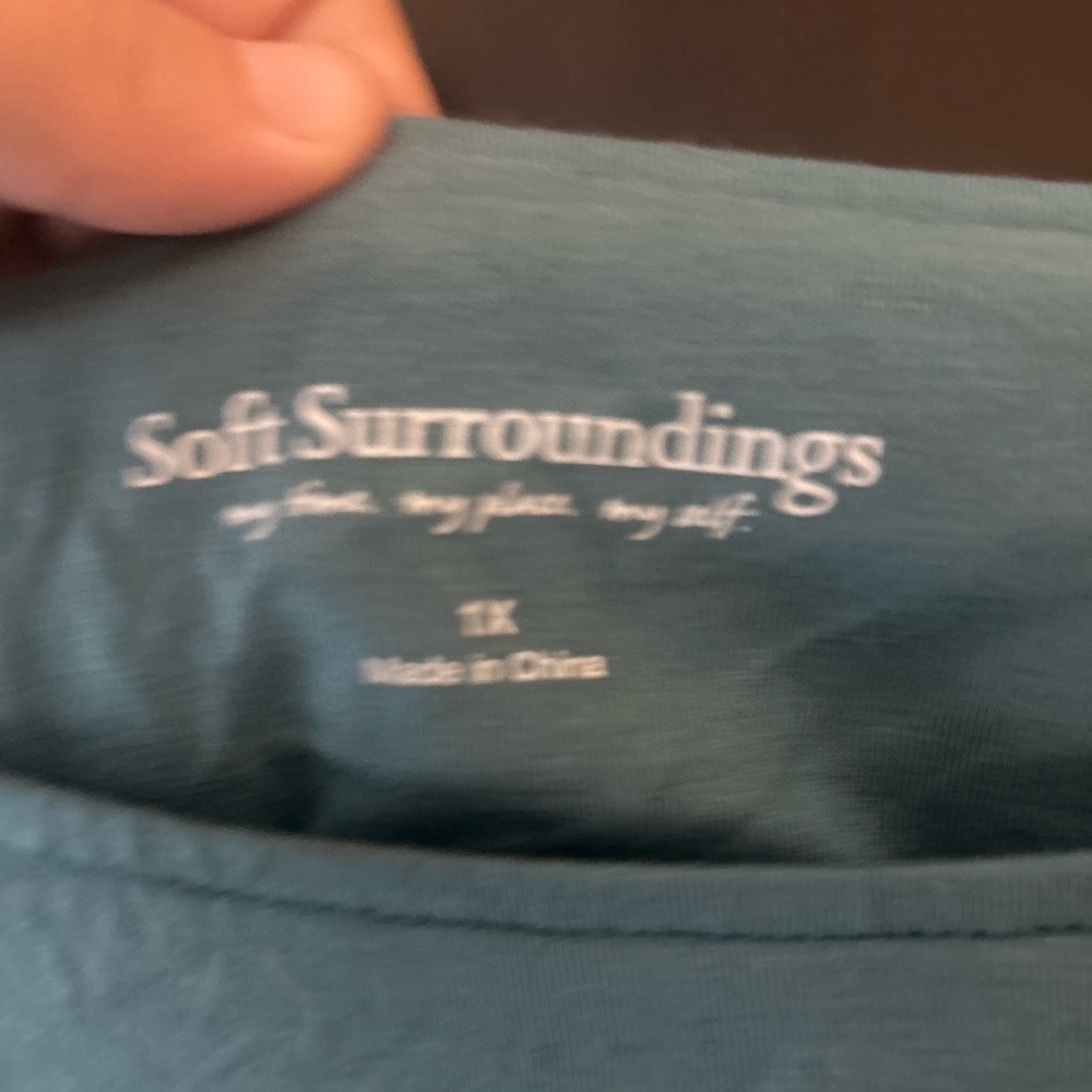 Soft Surroundings1X  Sea Green Blouse long sleeves top